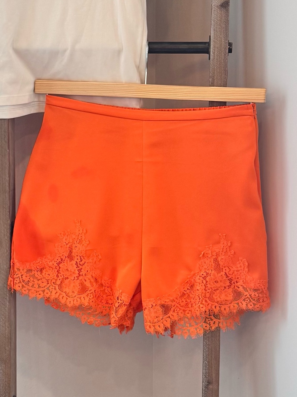 Amazon Essentials Women's Orange Lace-Trim High Waist Shorts